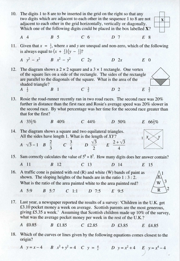 Smc Math 2001年SMC数学竞赛真题